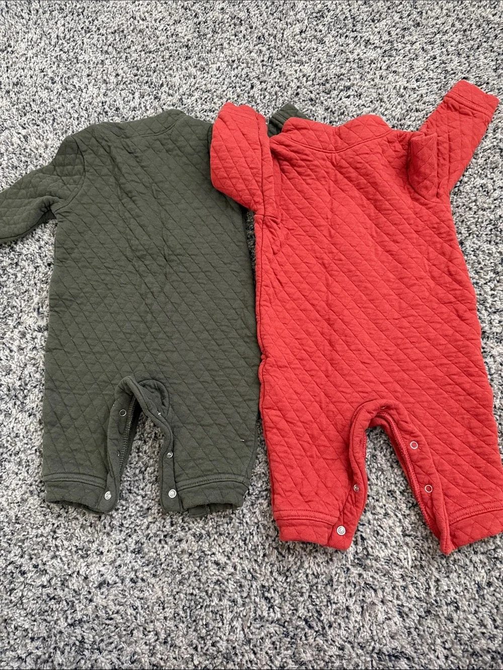 Old Navy Quilted One-Piece Bodysuits - Olive Green & Red